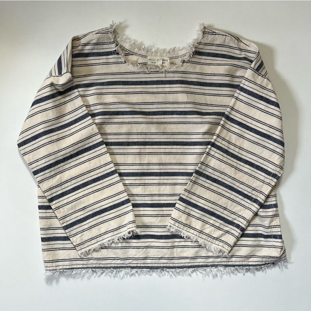 Nili Lotan Striped 100% Cotton Top Small